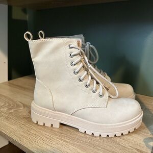 Cream Combat Boots Size 8